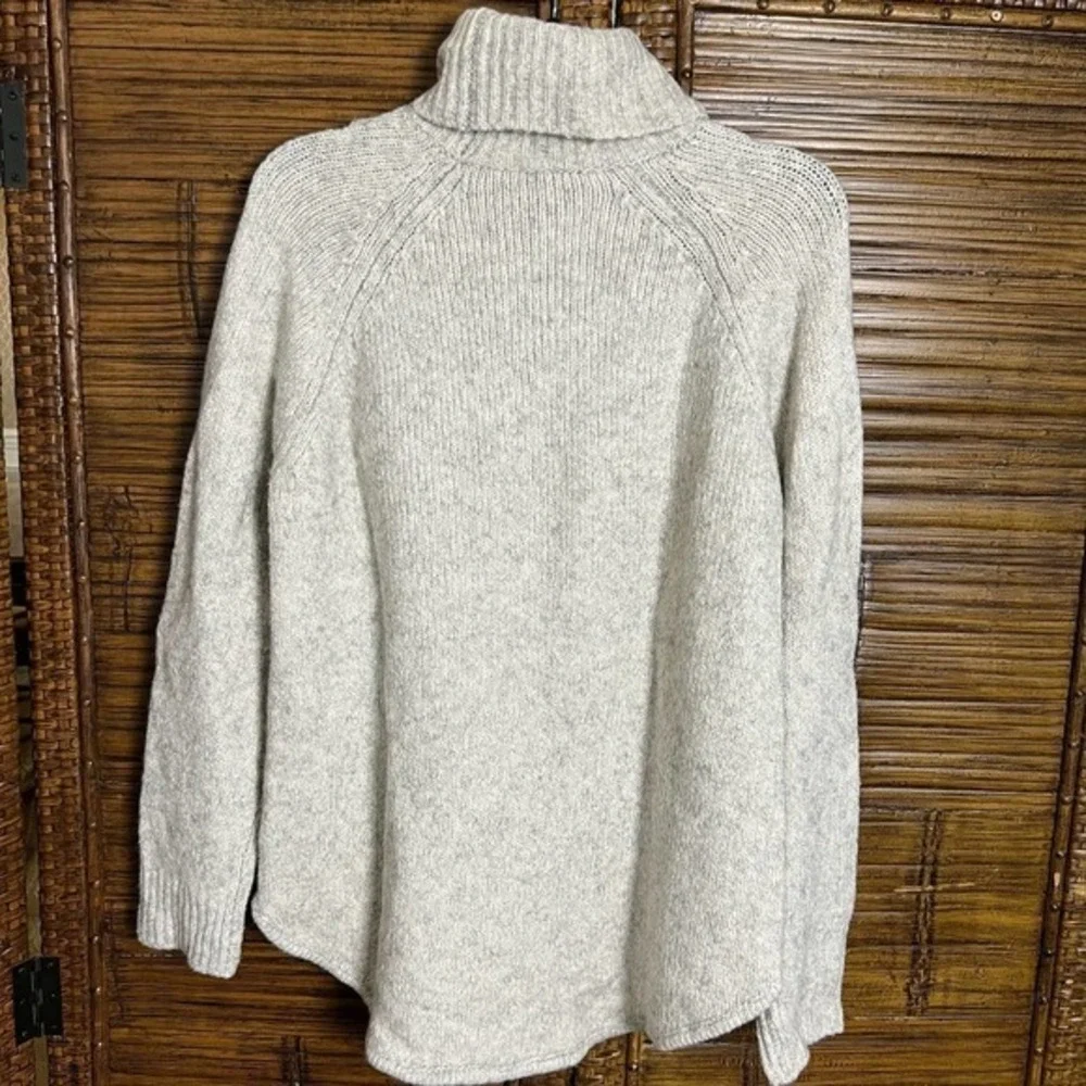 MICHAEL KORS Wool Chunky Knitted‎ Turtleneck Cream/Gray Sweater Women Pullover L